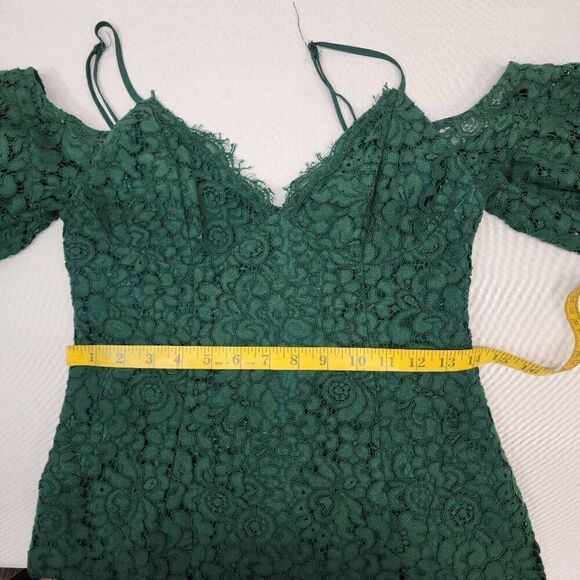 Bardot Size 6 Karlie Lace Dress Womens Cold Shoulder Green Knee-Length Party Coc - Picture 6 of 12